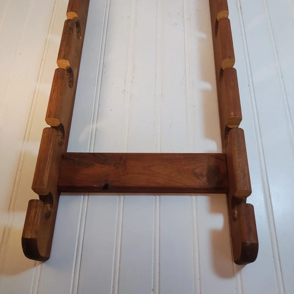 Vintage Wood Hat Rack for Baseball Caps Wall Mounted Storage Brown Wood 12 Slots